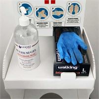 COLONNA DISPENSER GEL E GUANTI CON CESTINO